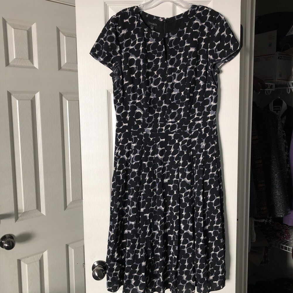 Talbots Sz 6 Black Gray Career Midi‎ Dress